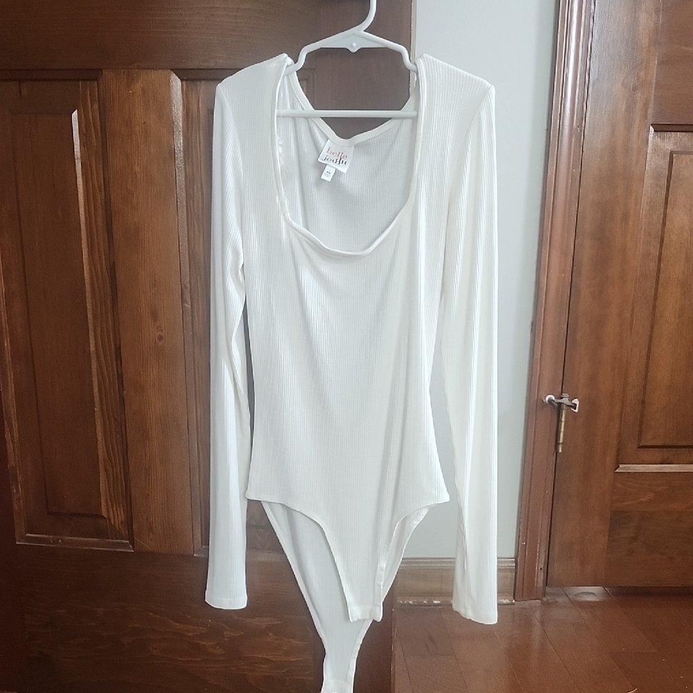 Belle Du Jour White Cut Out Tie Front Bodysuit